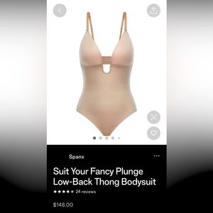 Suit  Your Fancy Plunge Low-Back Thong Bodysuit - NWT